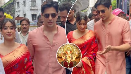 Video! Sidharth Malhotra & Janhvi Kapoor Aka Param Sundari Arrive At Lalbaugcha Raja – Ganpati Bappa&nbsp;Morya